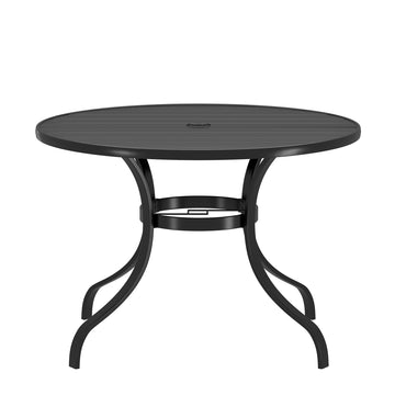40 Inches Outdoor Metal Dining Table with Umbrella Hole Round Patio Bistro Table, Black