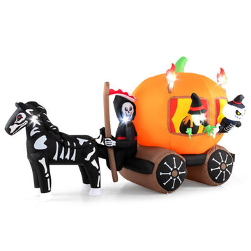 Spooky Yard Decoration Giant Halloween Inflatable Carriage with Lights