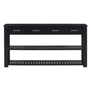 Stylish 4-Drawer Entryway Console Table with 2 Shelves