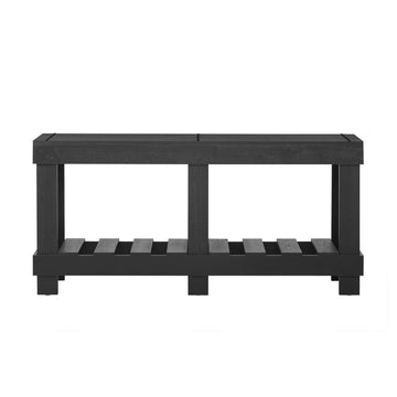 62.9-Inch Vintage Solid Wood Entryway Table with Storage Shelf and Metal Rivet Decor in Black