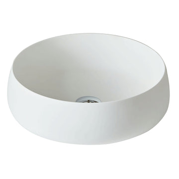 17.7 Inch Round Matte White Artificial Stone Bathroom Vanity Sink Countertop Sink