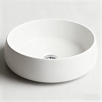 17.7 Inch Round Matte White Artificial Stone Bathroom Vanity Sink Countertop Sink