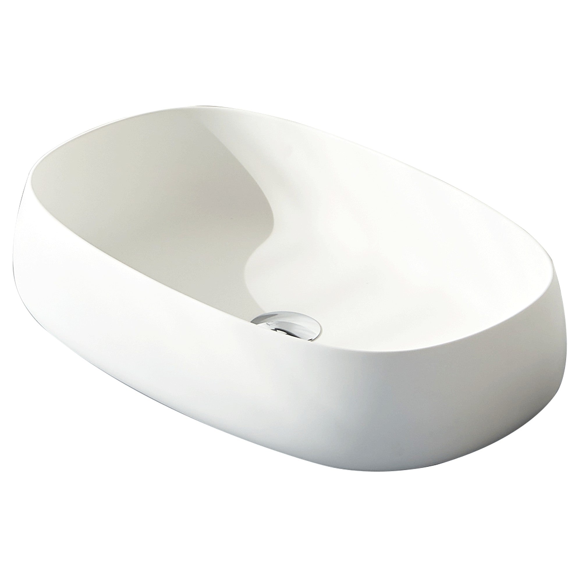 23 Inch Oval Matte White Artificial Stone Bathroom Vanity Sink Countertop Sink