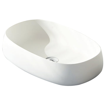 23 Inch Oval Matte White Artificial Stone Bathroom Vanity Sink Countertop Sink