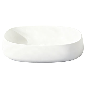 23 Inch Oval Matte White Artificial Stone Bathroom Vanity Sink Countertop Sink
