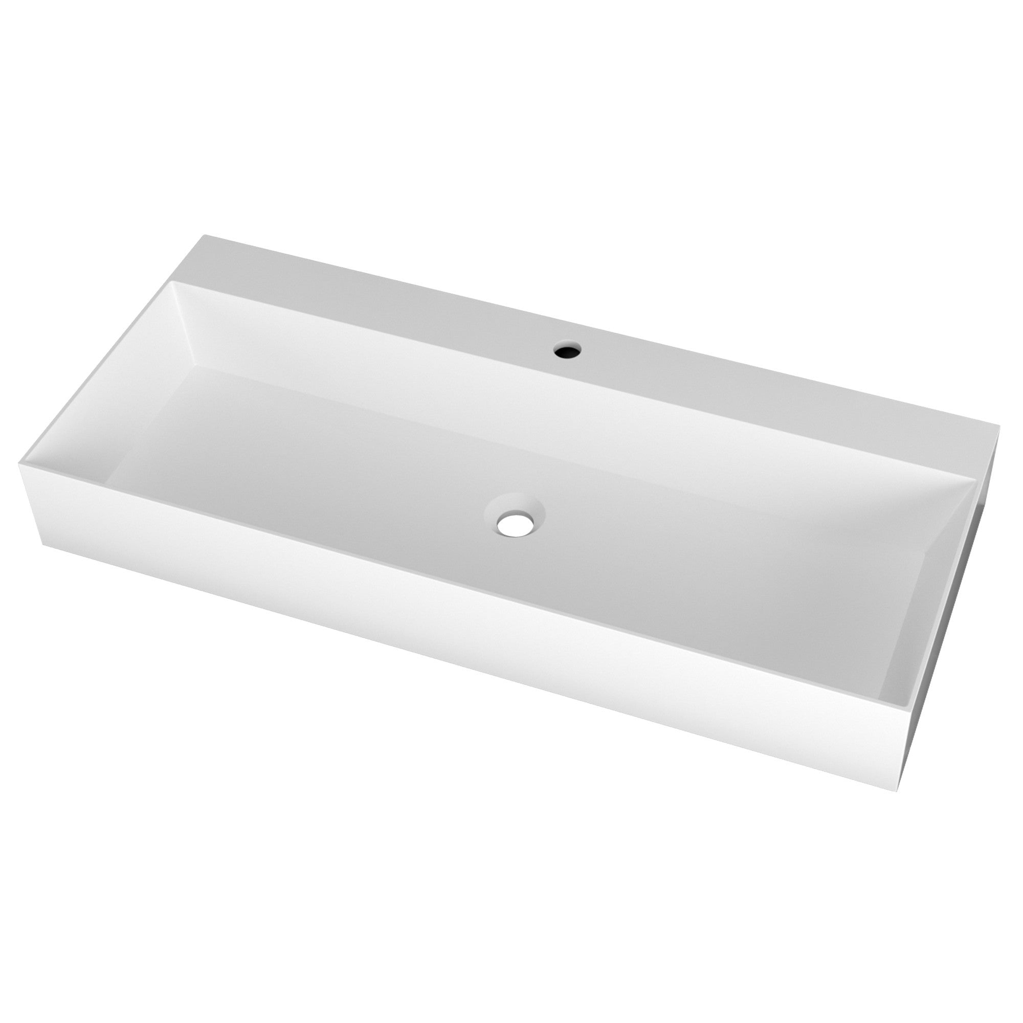 30 Inch Rectangular Matte White Artificial Stone Bathroom Vanity Sink Wall-mounted Sink