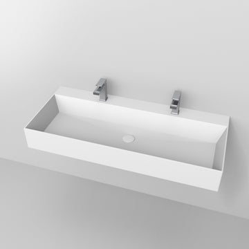 48 Inch Rectangular Matte White Artificial Stone Bathroom Vanity Sink Countertop Wall-mounted Sink