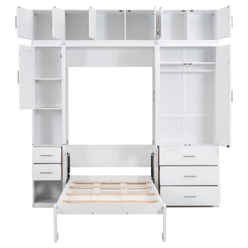 Twin Size Murphy Bed with Lockers and Wardrobes, With installation video