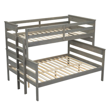 Wood Twin XL over Queen Bunk Bed with Ladder