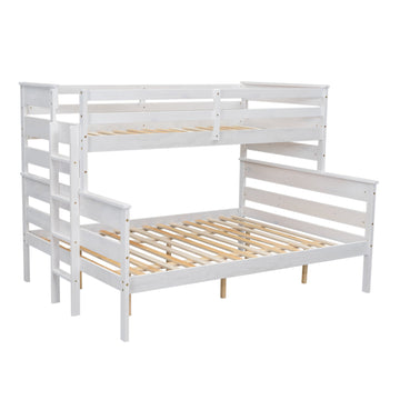 Wood Twin XL over Queen Bunk Bed with Ladder