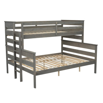 Wood Twin over Full Bunk Bed with Ladder