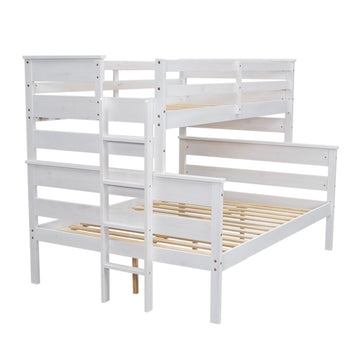 Wood Twin over Full Bunk Bed with Ladder