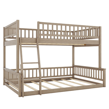 Full XL over Queen Bunk Bed with Ladder and Guardrails