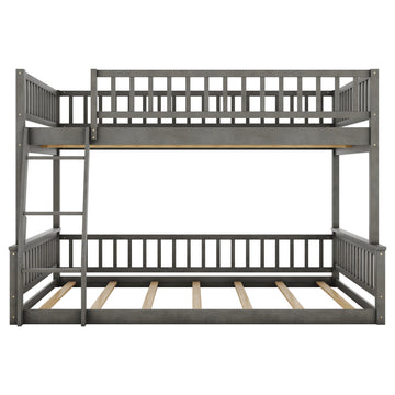 Full XL over Queen Bunk Bed with Ladder and Guardrails