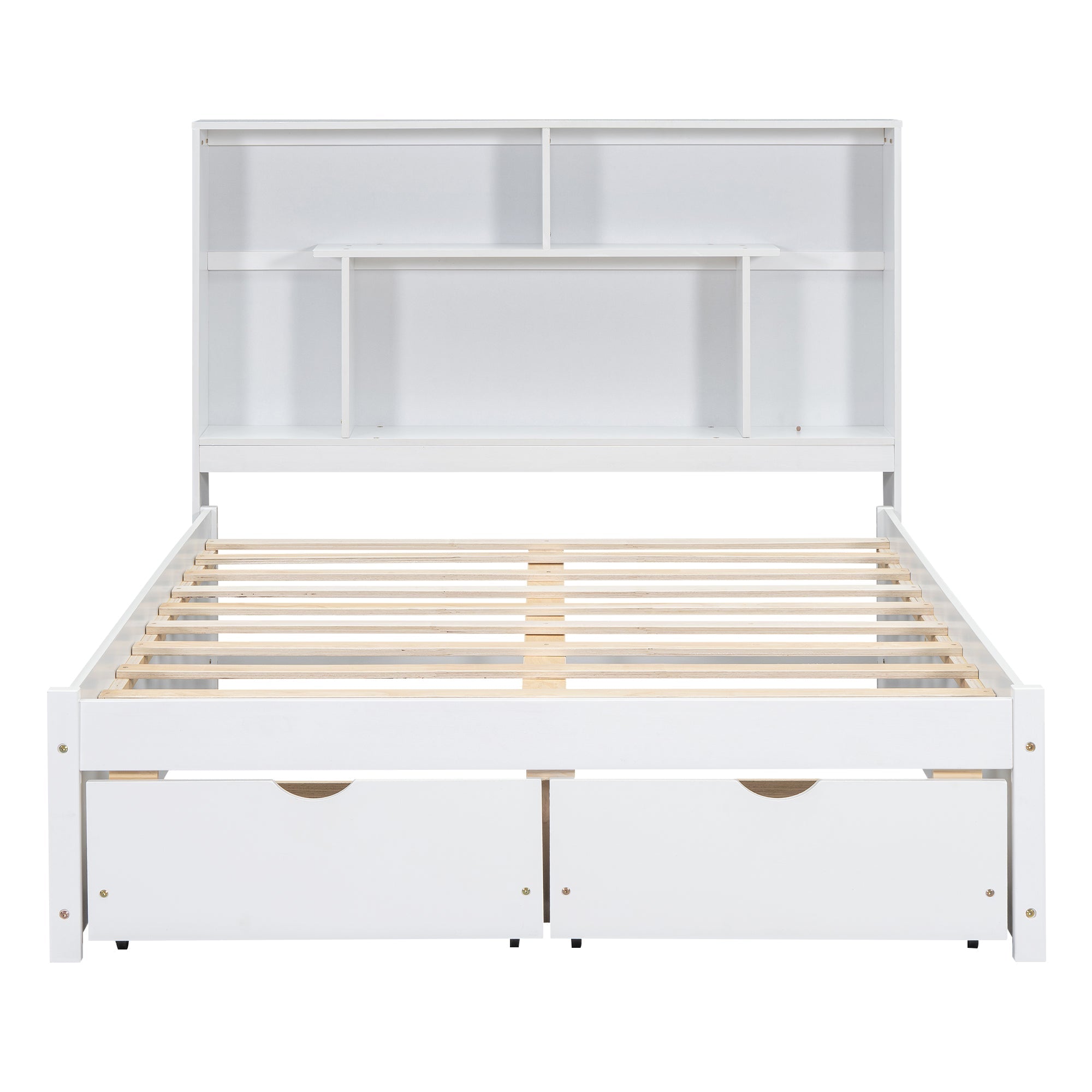 Full Size Platform Bed with Storage Headboard and 2 Drawers
