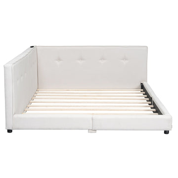 Upholstered Full Size Platform Bed With Usb Ports