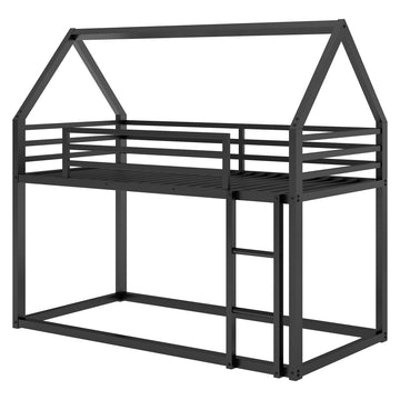 Twin over Twin House Bunk Bed with Built-in Ladder