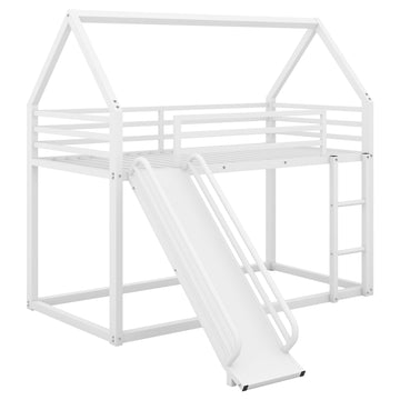 Twin over Twin House Bunk Bed with Ladder and Slide