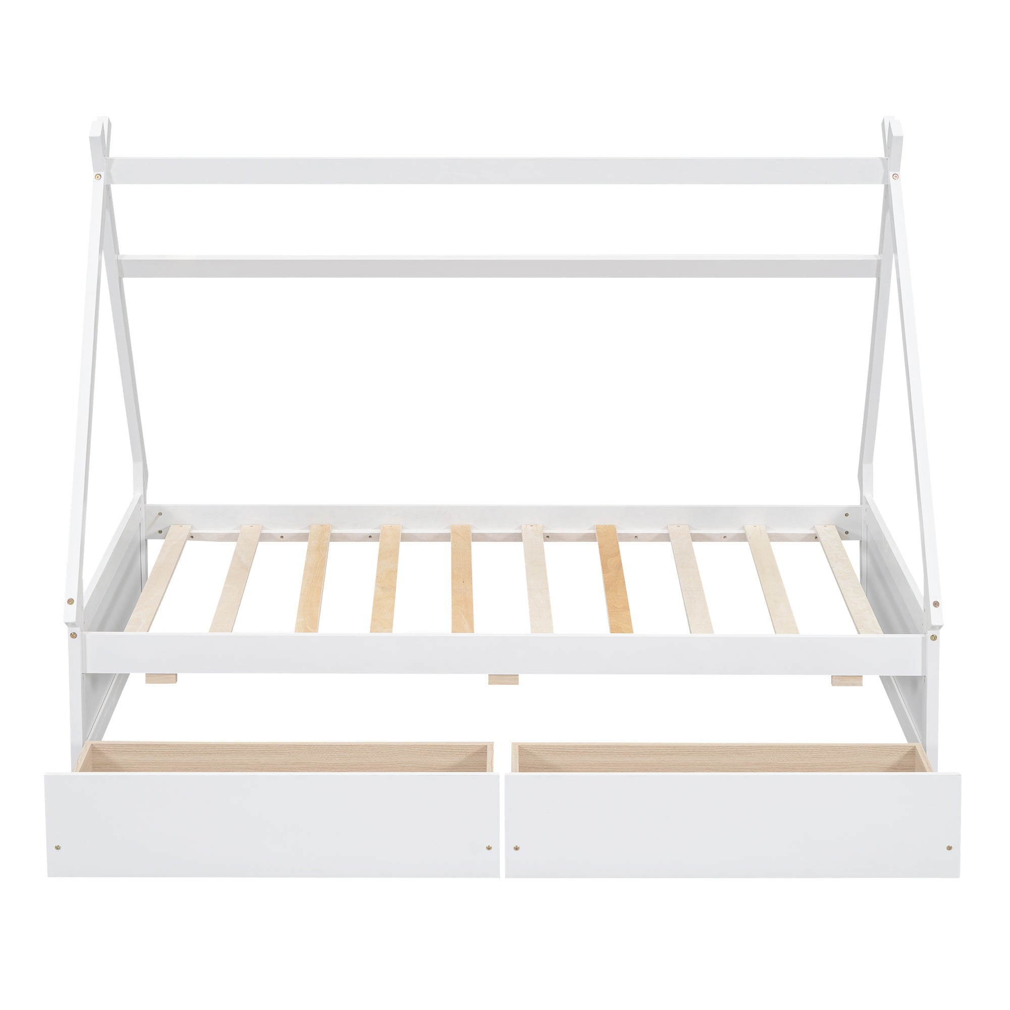 Twin Size House Platform Bed with Two Drawers,Headboard and Footboard