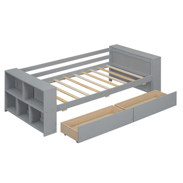 Twin Size Daybed with Shelves and Drawers