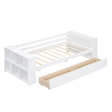 Twin Size Daybed with Shelves and Drawers