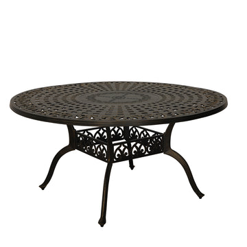 59 Inches Outdoor Dining Table Cast Aluminium Round Table Patio Dining Table All Weather Outdoor Bistro Table for Backyard Garden Patio