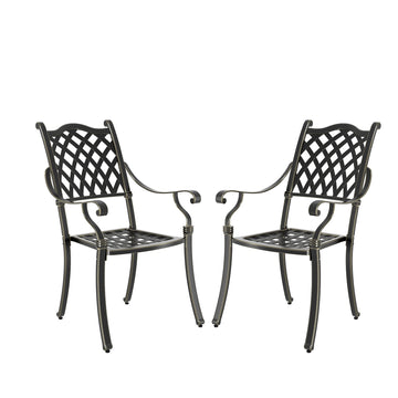 Patio Dining Chairs 2PCS Cast Aluminum Patio Furniture Outdoor Patio Chairs Metal Patio Chairs Garden Chair for Indoor Outdoor Bistro Chairs for Balcony Porch Backyard Garden, Bronze