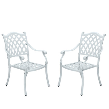 Patio Dining Chairs 2PCS Cast Aluminum Patio Furniture Outdoor Patio Chairs Metal Patio Chairs Garden Chair for Indoor Outdoor Bistro Chairs for Balcony Porch Backyard Garden, White