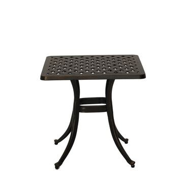 21 Inches Cast Aluminium Patio Bistro Table Outdoor Square Bar Table Antique Bronze Outdoor Small Side Table End Table Outdoor Dining Table for Porch Balcony Backyard