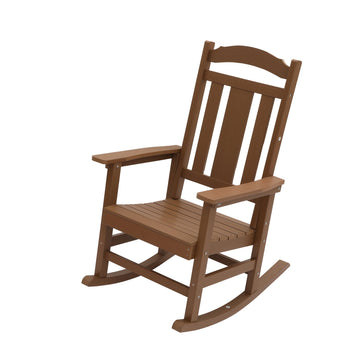 Patio Rocking Chair Outdoor Rocking Chairs Porch Rocker All-Weather Adirondack Rocking Chair for Deck Garden Backyard Lawn, Brown
