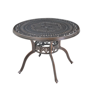 40 Inches Outdoor Dining Table with Umbrella Hole Cast Aluminium Patio Dining Table Outdoor Round Dining Table, Bronze