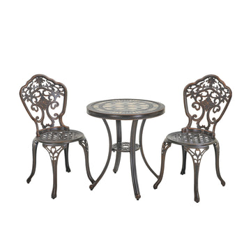 Patio Bistro Set of 3 Outdoor Bistro Set Outdoor Dining Table Outdoor Dining Chair Patio Table and Chair Patio Furniture for Patio Garden Park Backyard, Bronze