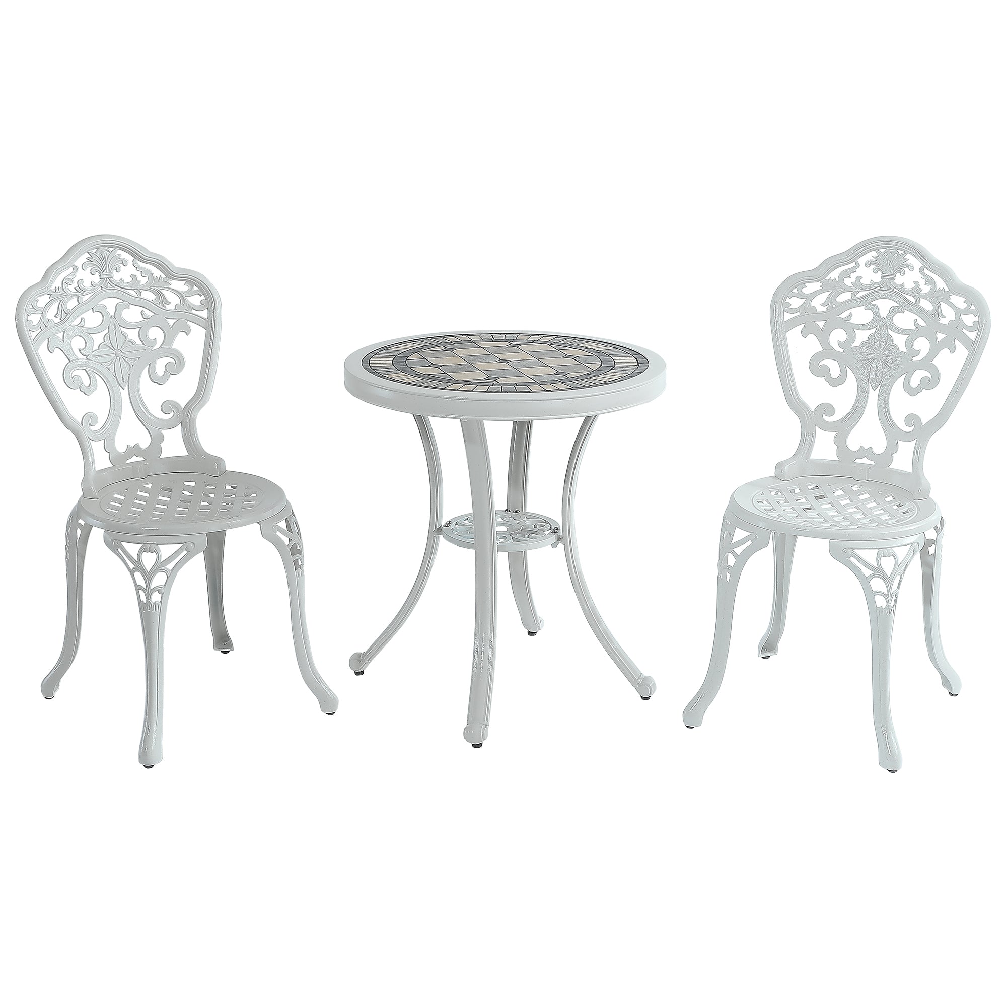 Patio Bistro Set of 3 Outdoor Bistro Set Outdoor Dining Table Outdoor Dining Chair Patio Table and Chair Patio Furniture for Patio Garden Park Backyard, White