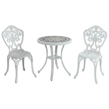 Patio Bistro Set of 3 Outdoor Bistro Set Outdoor Dining Table Outdoor Dining Chair Patio Table and Chair Patio Furniture for Patio Garden Park Backyard, White