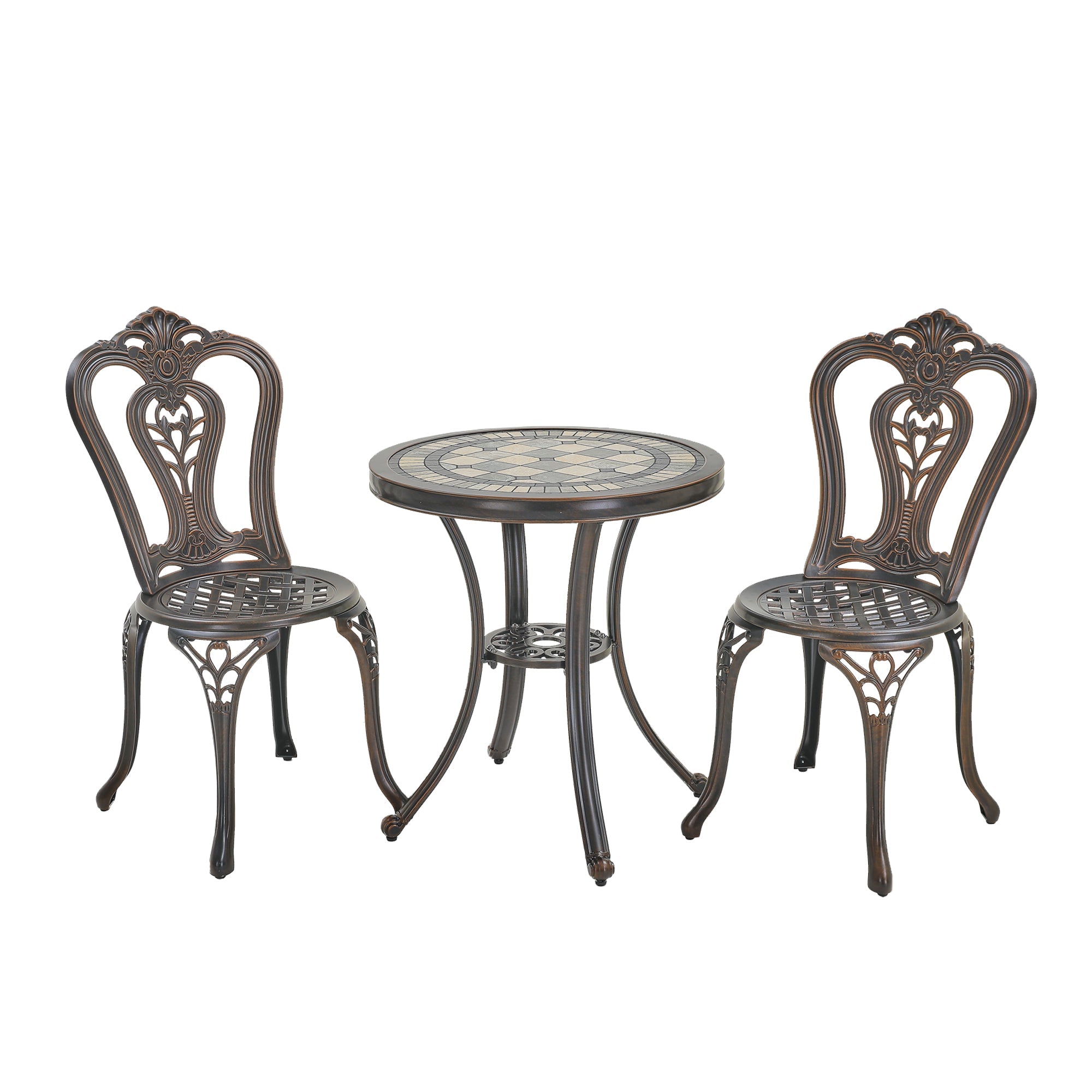 Patio Bistro Set of 3 Outdoor Bistro Set Outdoor Dining Table with 2 Chairs Patio Table and Chair Patio Furniture for Patio Garden Park Backyard, Bronze