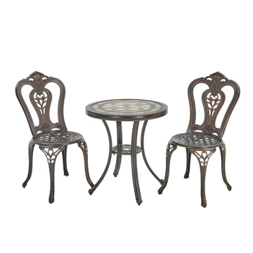 Patio Bistro Set of 3 Outdoor Bistro Set Outdoor Dining Table with 2 Chairs Patio Table and Chair Patio Furniture for Patio Garden Park Backyard, Bronze