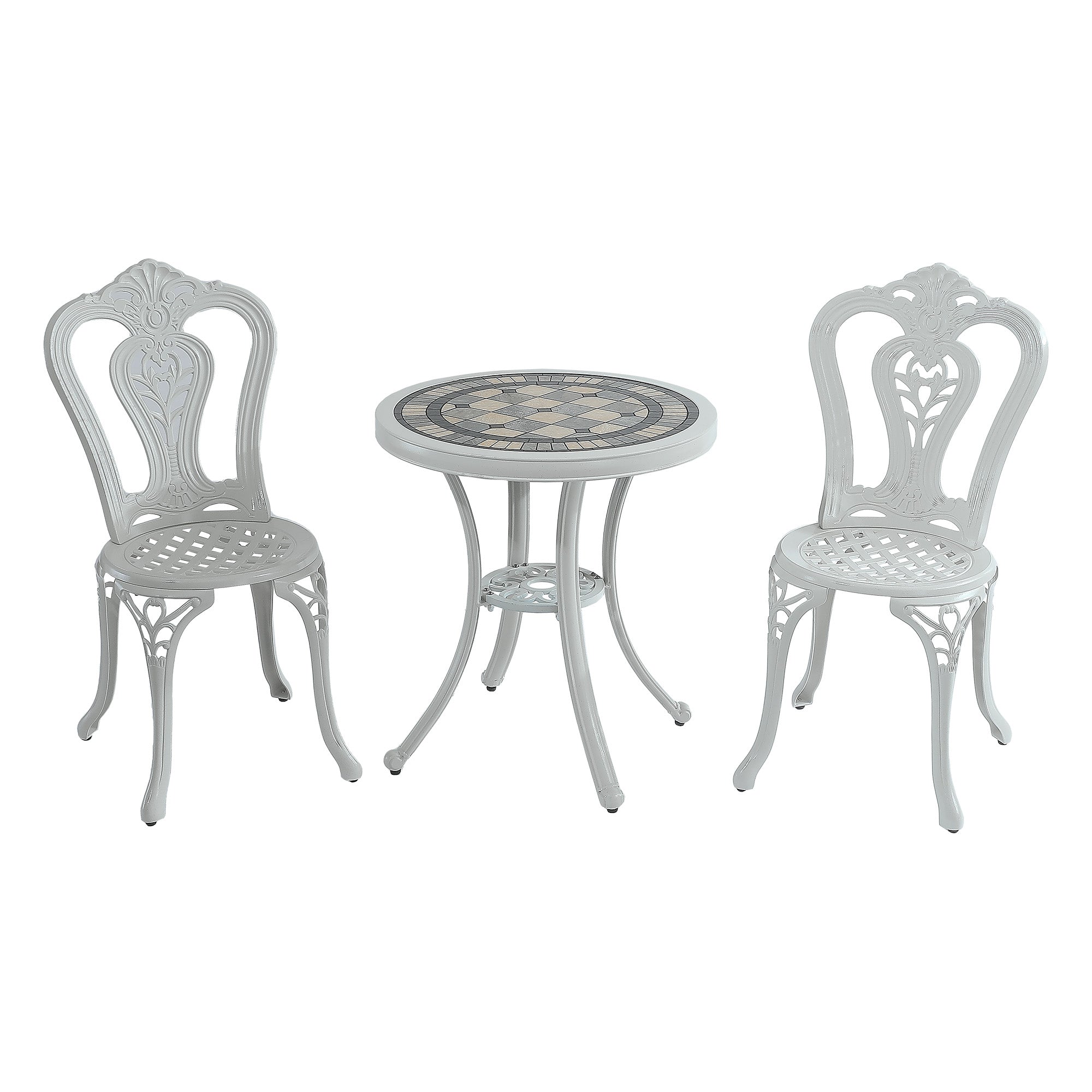 Patio Bistro Set of 3 Outdoor Bistro Set Outdoor Dining Table with 2 Chairs Patio Table and Chair Patio Furniture for Patio Garden Park Backyard, White