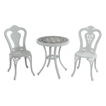 Patio Bistro Set of 3 Outdoor Bistro Set Outdoor Dining Table with 2 Chairs Patio Table and Chair Patio Furniture for Patio Garden Park Backyard, White
