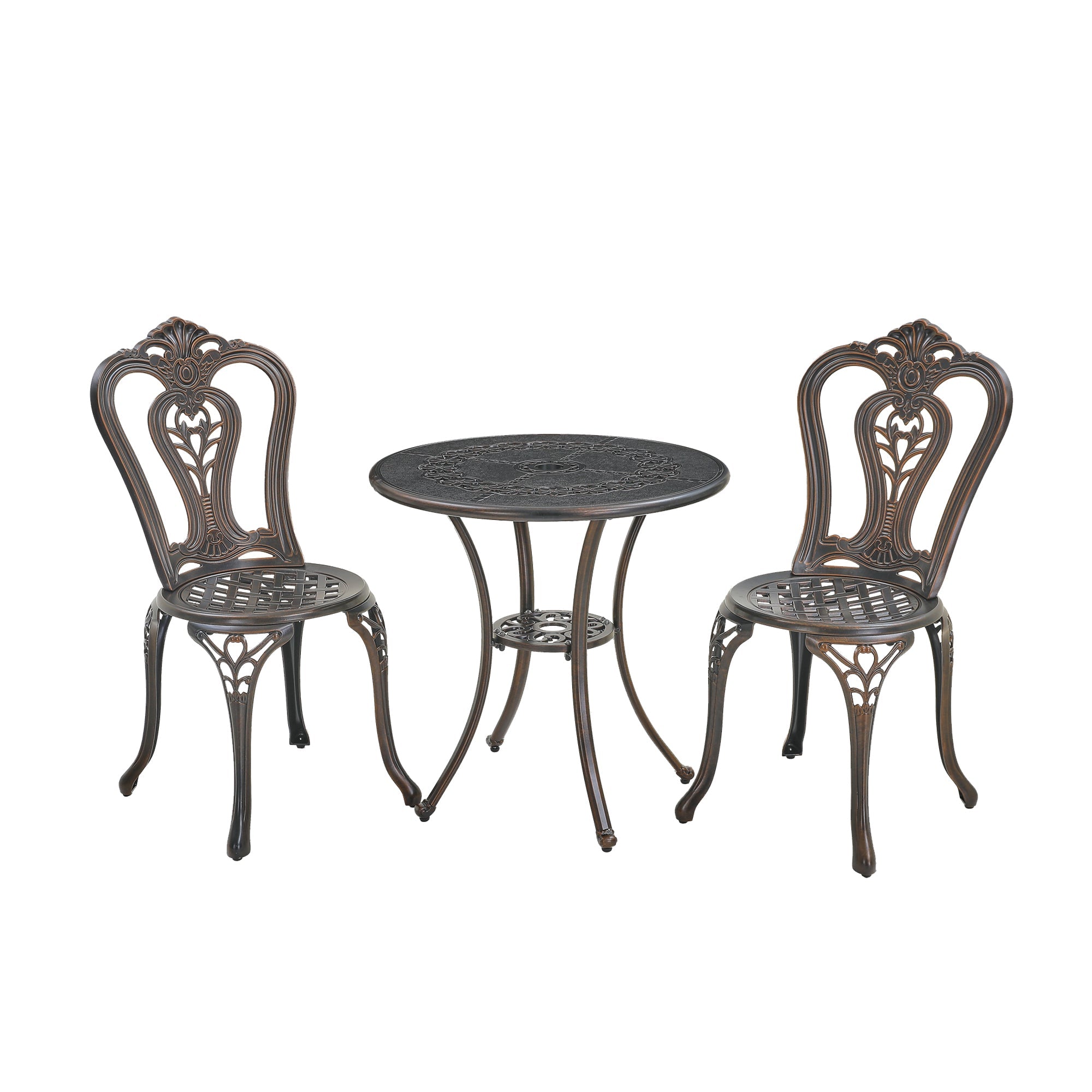 Patio Bistro Set of 3 Bistro Table and Chairs Outdoor Bistro Set Patio Table Patio Dining Chairs Outdoor Dining Table and Chairs, Bronze