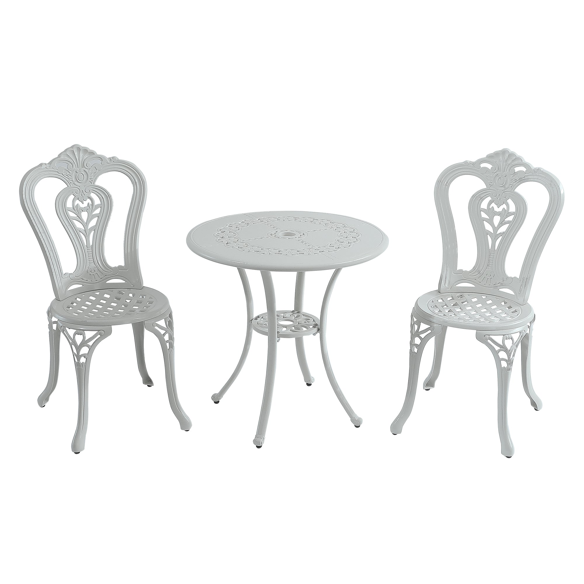 Patio Bistro Set of 3 Bistro Table and Chairs Outdoor Bistro Set Patio Table Patio Dining Chairs Outdoor Dining Table and Chairs, White