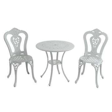Patio Bistro Set of 3 Bistro Table and Chairs Outdoor Bistro Set Patio Table Patio Dining Chairs Outdoor Dining Table and Chairs, White
