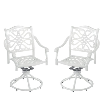 Patio Dinning Swivel Chair Set of 2 Outdoor Swivel Rocker Patio Chairs Bistro Chairs Outdoor Dining Chairs, White