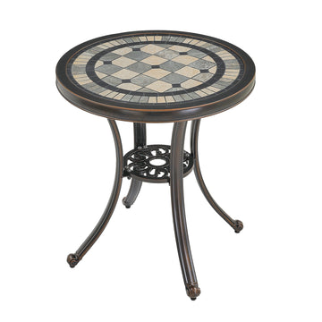 24 Inches Outdoor Bistro Table Cast Aluminium Patio Dining Table Outdoor Round Bistro Table, Bronze