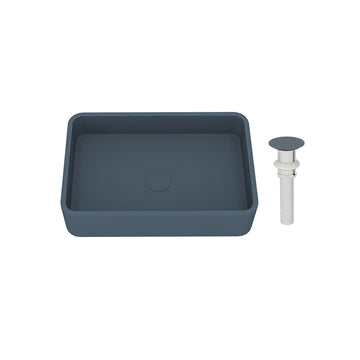 20x13 Inch Rectangular Bathroom Cement Art Basin with Matching Color Drain, Durable and Stylish for Your Unique Bathroom
