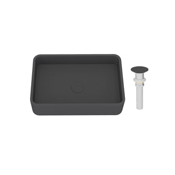 20x13 Inch Rectangular Bathroom Cement Art Basin with Matching Color Drain, Durable and Stylish for Your Unique Bathroom