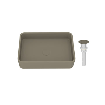 20x13 Inch Rectangular Bathroom Cement Art Basin with Matching Color Drain, Durable and Stylish for Your Unique Bathroom