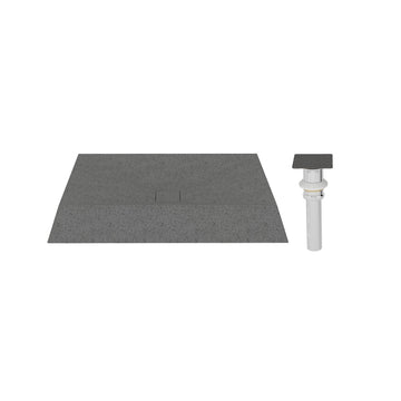 27.5x18.5 Inch Rectangular Cement Art Basin with X Drainage Lines and Matching Color Drain