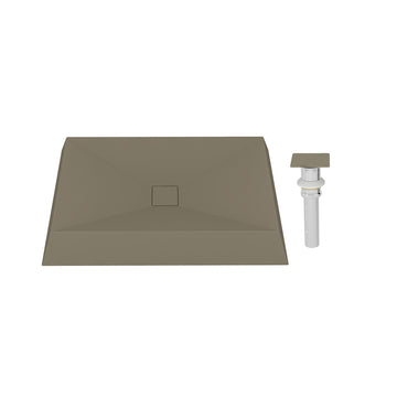 27.5x18.5 Inch Rectangular Cement Art Basin with X Drainage Lines and Matching Color Drain