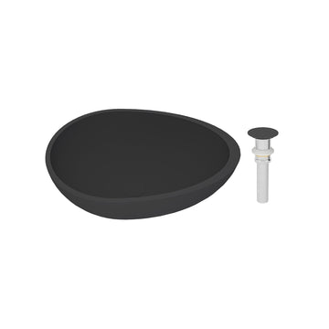 21x15 Inch Egg-Shaped Bathroom Cement Art Basin with Matching Pop-Up Drain - Durable, Stylish, and Easy to Clean