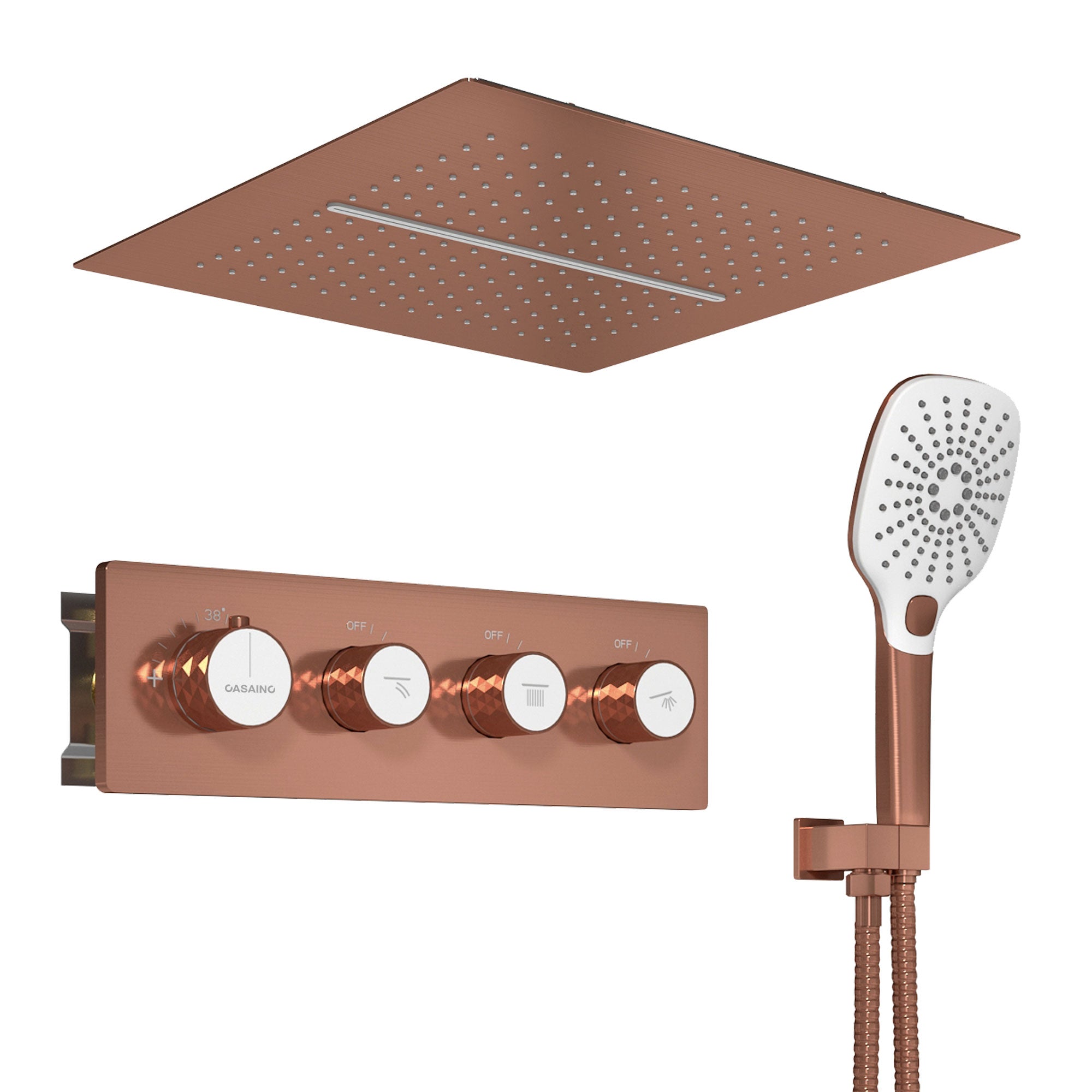 3 Functions Thermostatic Complete Rainfall Shower System with Body Spray
